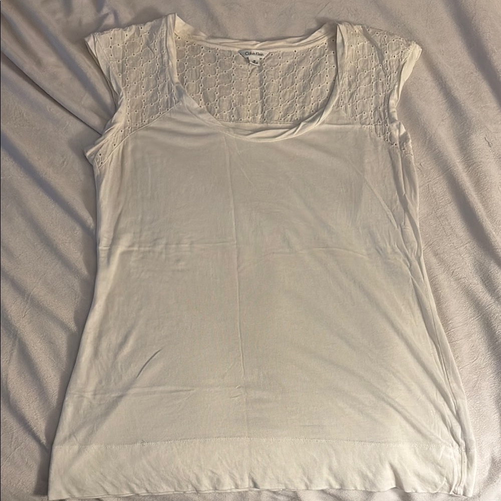 Calvin Klein White‎ Fitted Short Sleeve T-Shirt